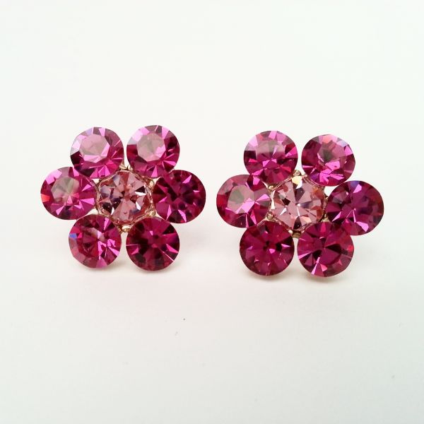 BRINCO BASE FLOR STRASS SWAROVSKI FUCSIA